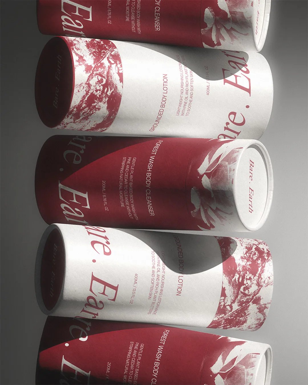Bare . Earth Grounded Body Lotion & Forest Wash Body Cleanser Tube Containers