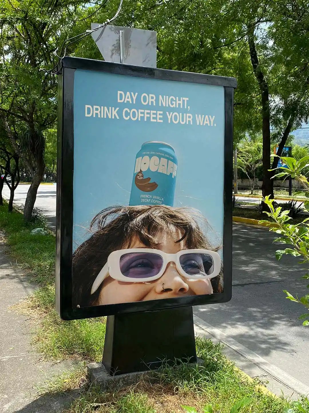 Nocaff Poster With Can on Top of Head