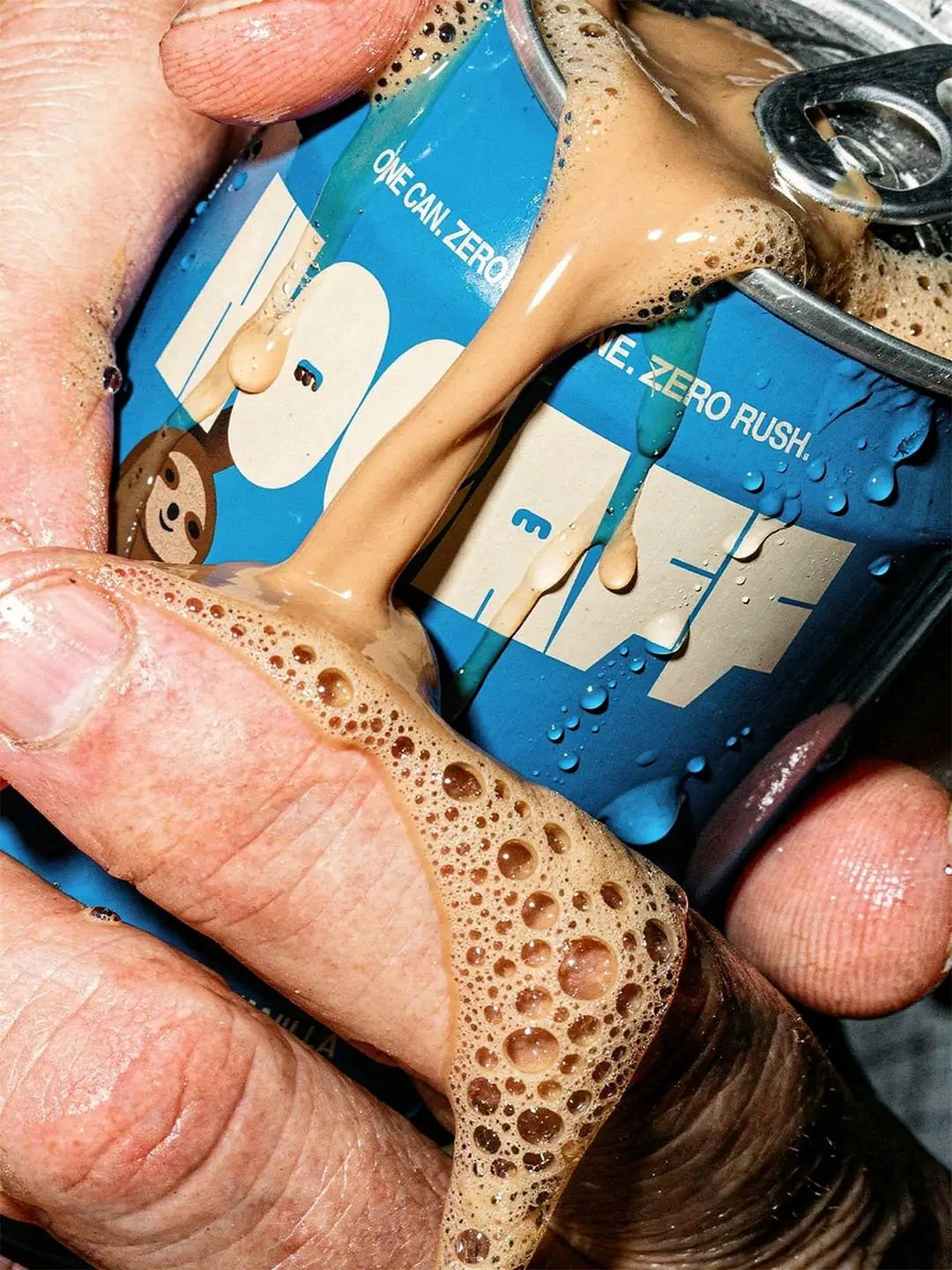 Nocaff can crushed in hand