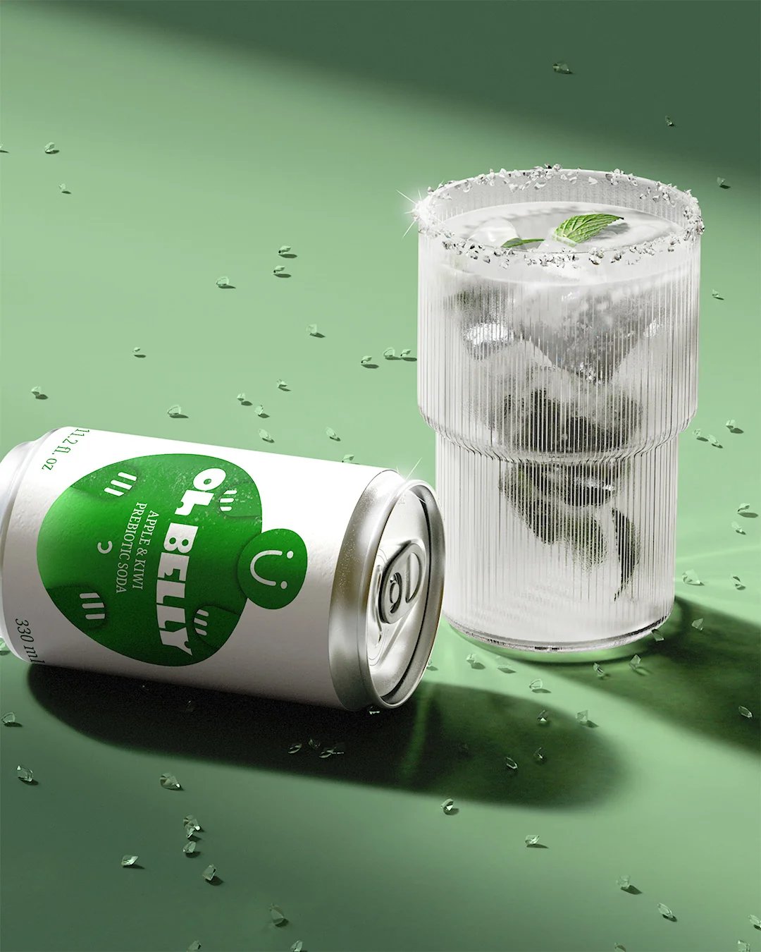 Oh Belly Apple & Kiwi Can & Glass