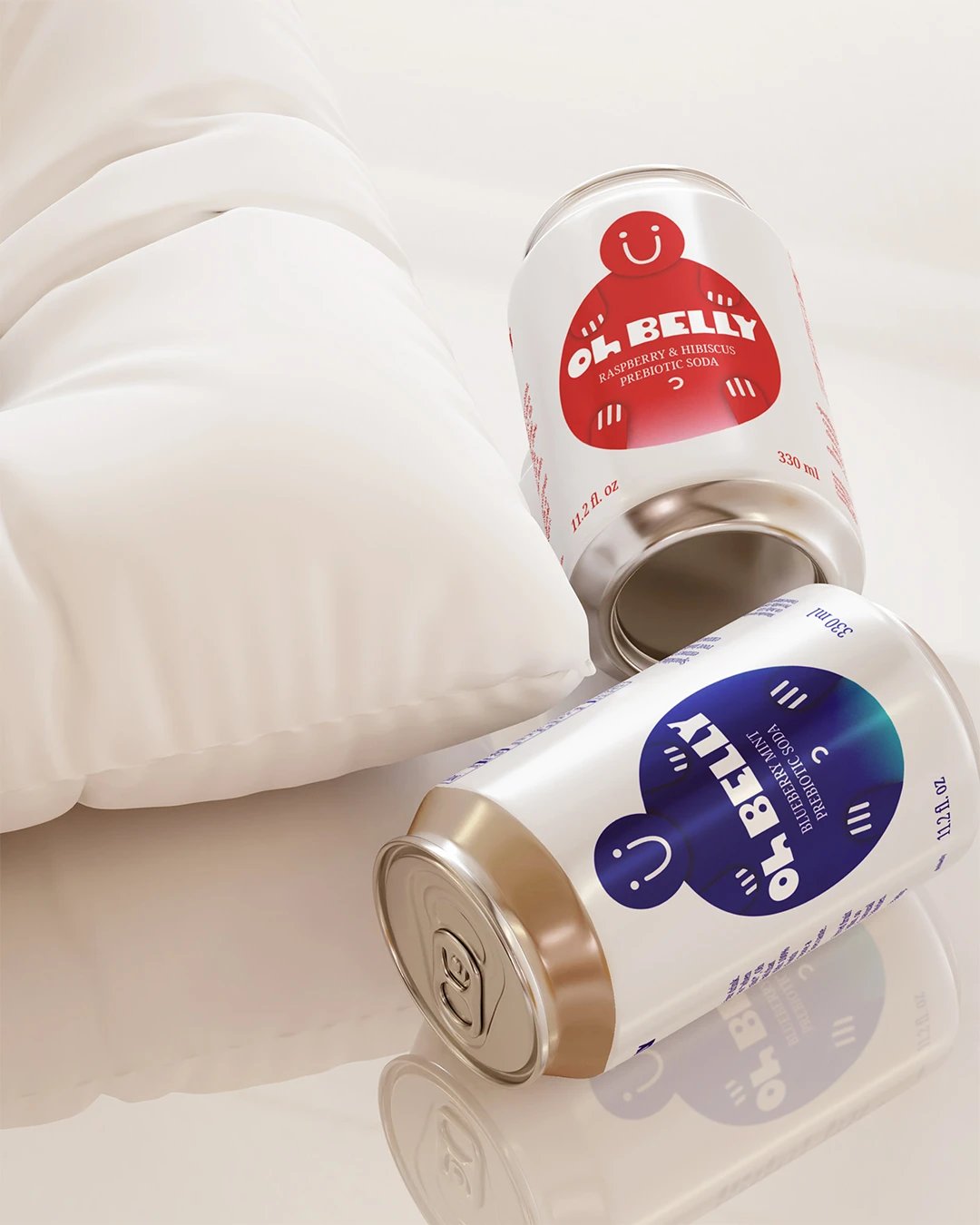 Oh Belly Cans on Pillow