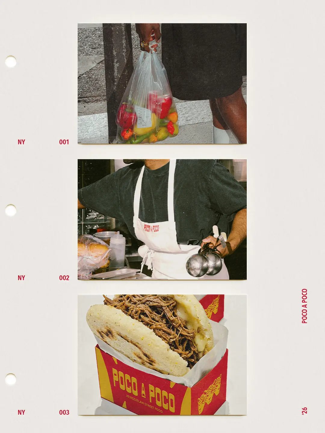 Poco A Poco editorial layout of produce, chef and apreas