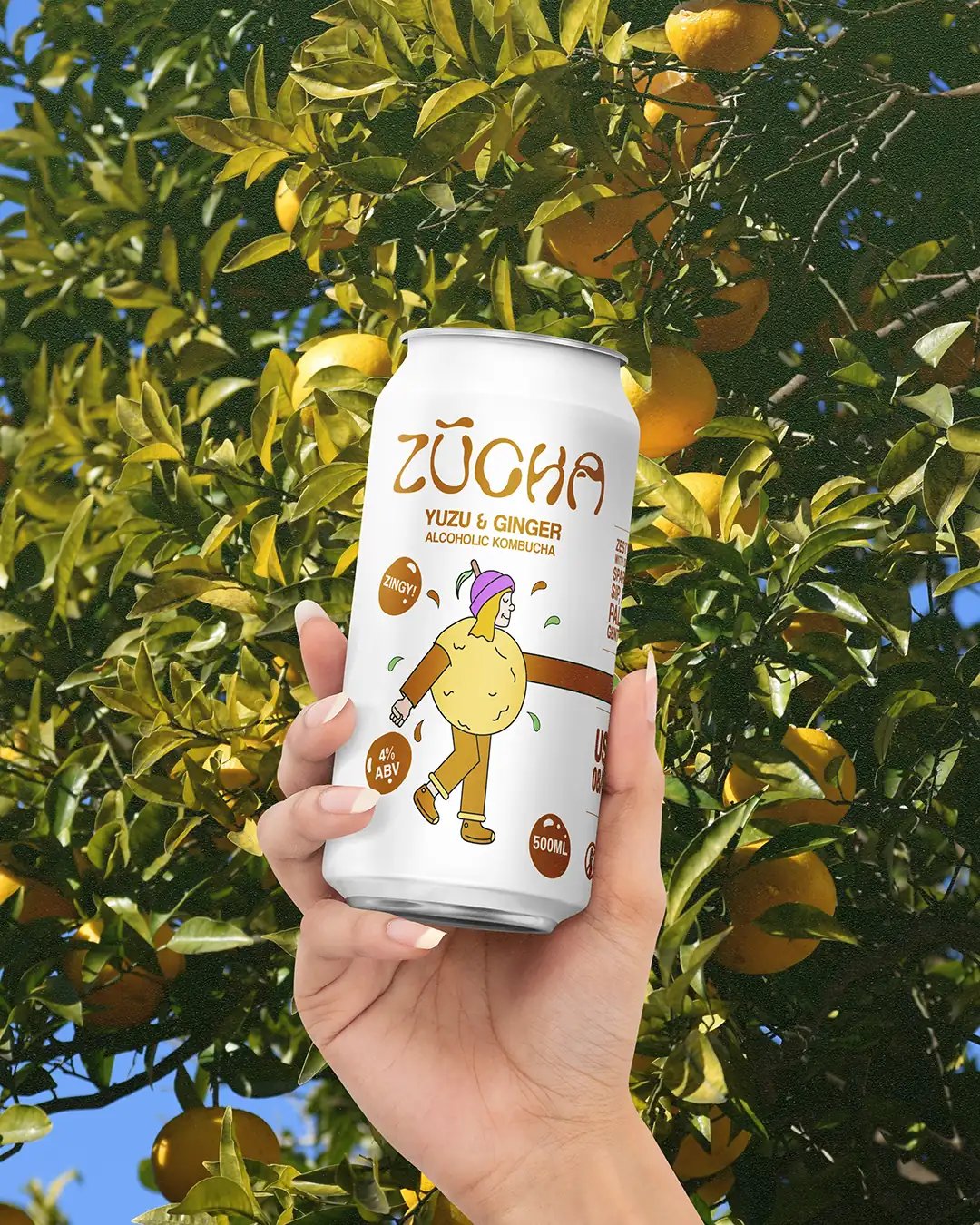 ZŪCHA Yuzu & Ginger Can held In Hand